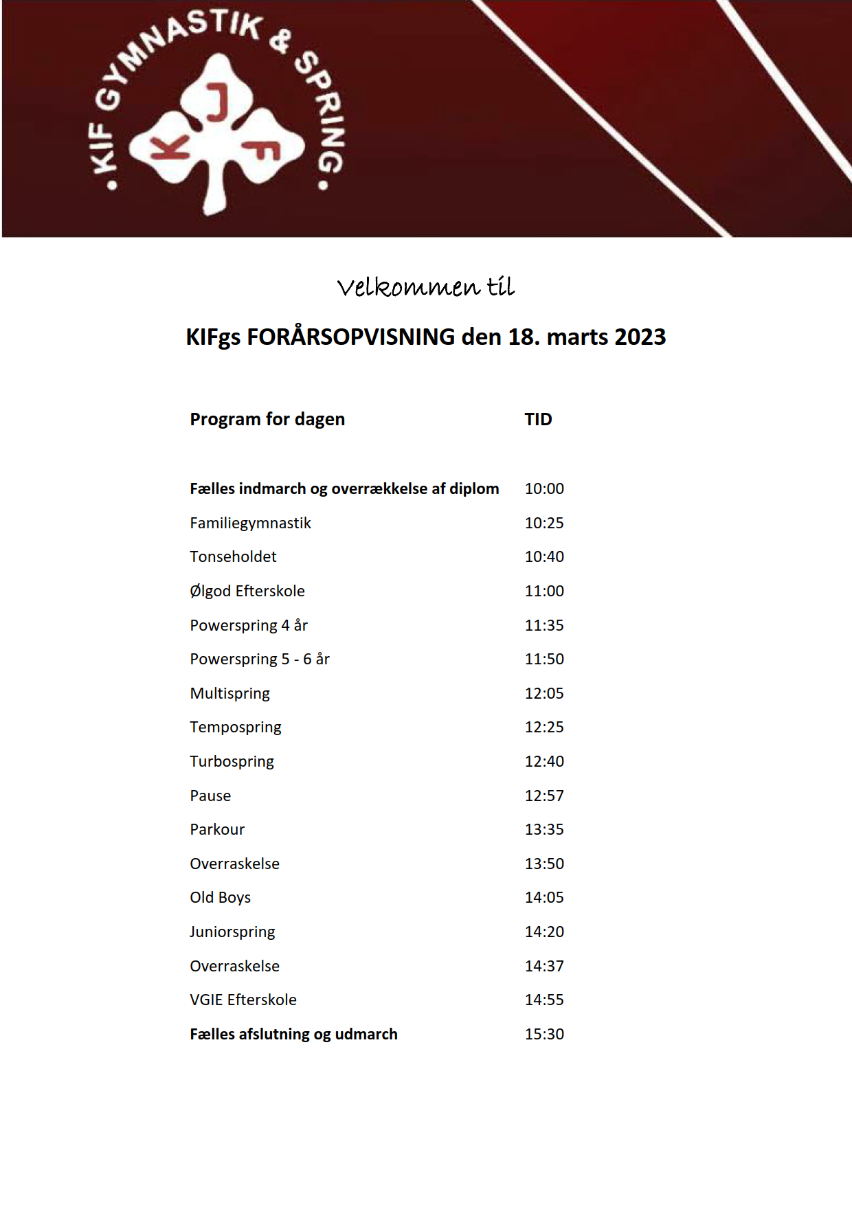 Opvisning 18/3-2023